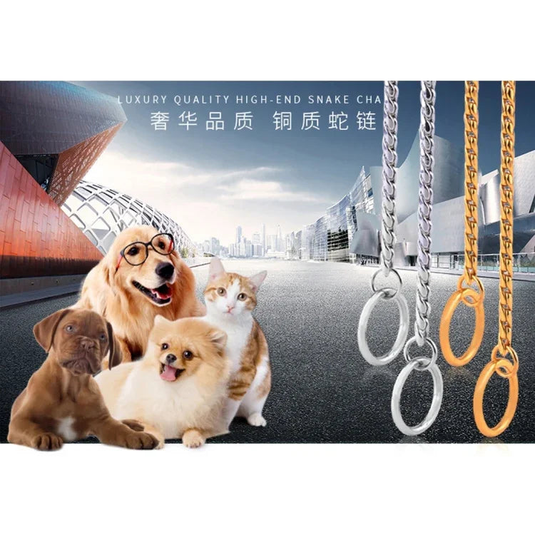 Vòng cổ thú cưng Dây đeo cổ chó Dây xích rắn Dây xích chó Dây xích kim loại chắc chắn, Chiều dài: 40cm, 40cm