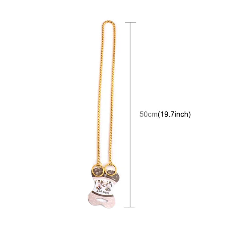 metal dog collar designed with a gold chain and paw-shaped tag, measuring 50cm for stylish pet wear.