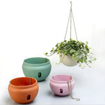 Chậu hoa nhựa treo chậu treo chậu hoa có dây xích treo, Kích thước lớn: 24 x 18cm, Giao màu ngẫu nhiên, Kích thước lớn