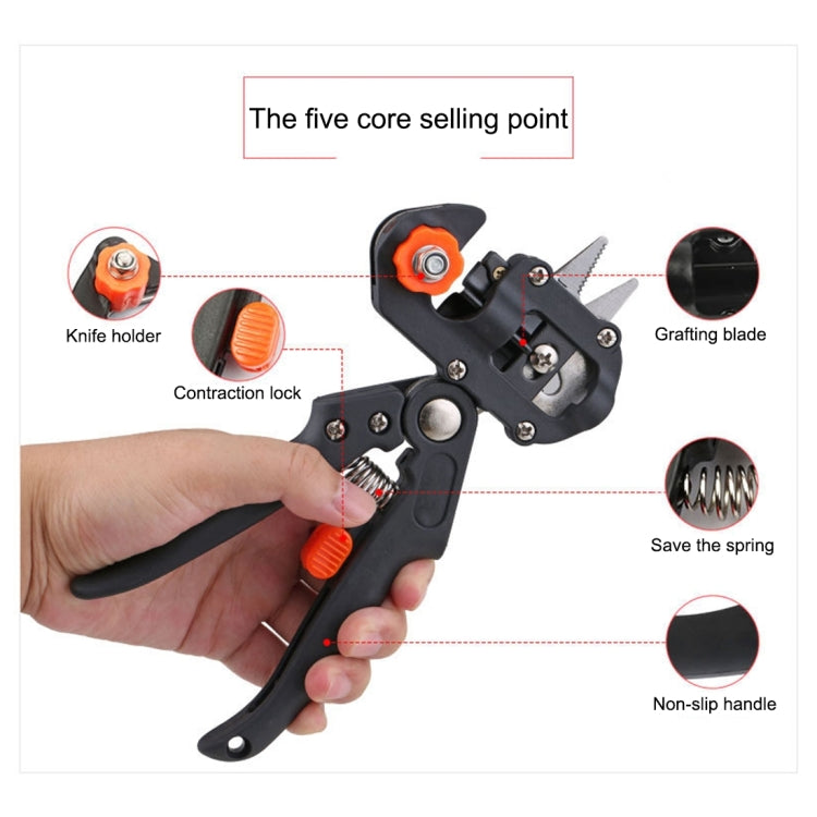 Bộ dụng cụ ghép cây chuyên nghiệp kéo cắt tỉa máy ghép cây thiết bị ghép với ba lưỡi dao, một dao chéo, một cờ lê, màu đen