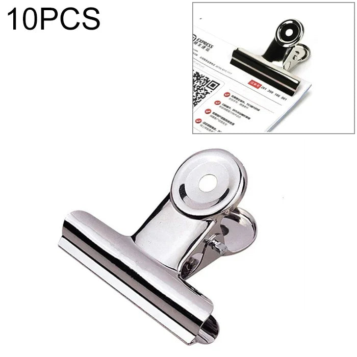 10 kẹp giấy tròn bằng thép không gỉ màu bạc 50mm, dùng để kẹp giấy, văn phòng phẩm