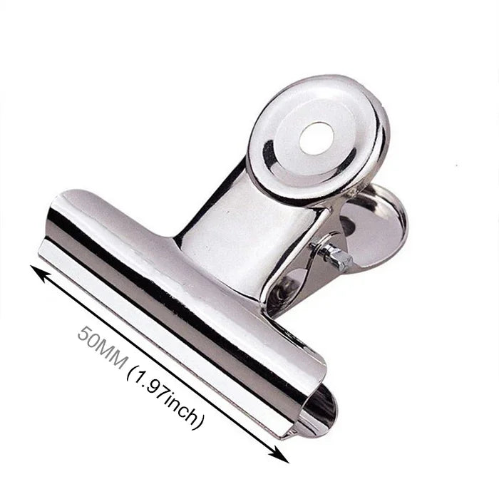 10 kẹp giấy tròn bằng thép không gỉ màu bạc 50mm, dùng để kẹp giấy, văn phòng phẩm