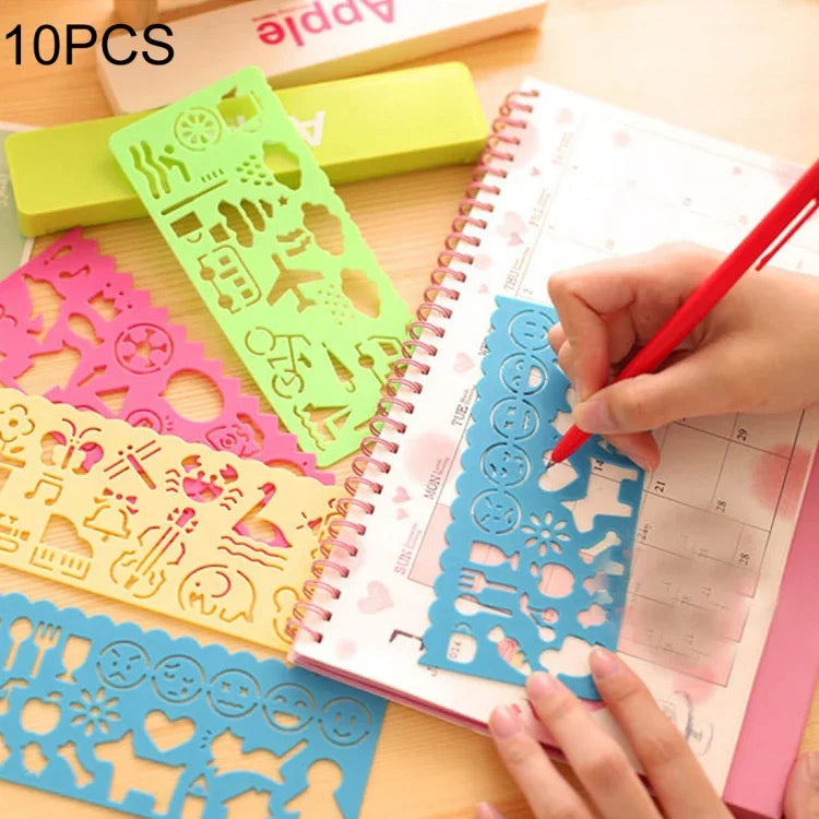 10 PCS Creative Candy Color Drawing Ruler Speed Sketchpad Art Ruler Template, Random Color Delivery, Speed Sketchpad