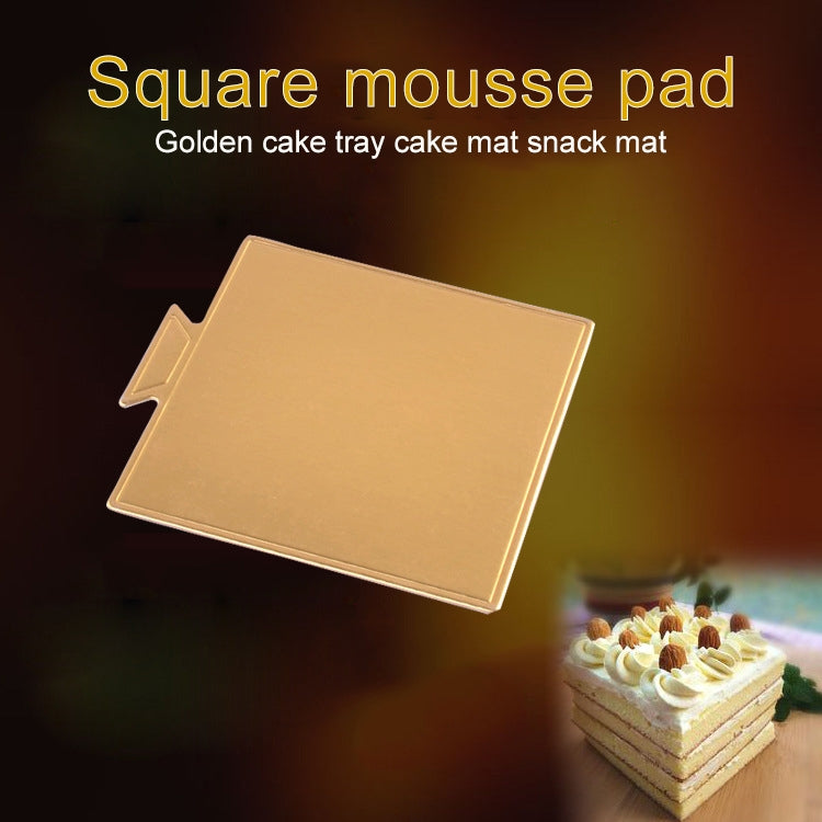 100 cái tấm bìa vuông nhỏ đựng bánh, dày, cứng, màu vàng, tấm lót bánh mousse, vuông nhỏ