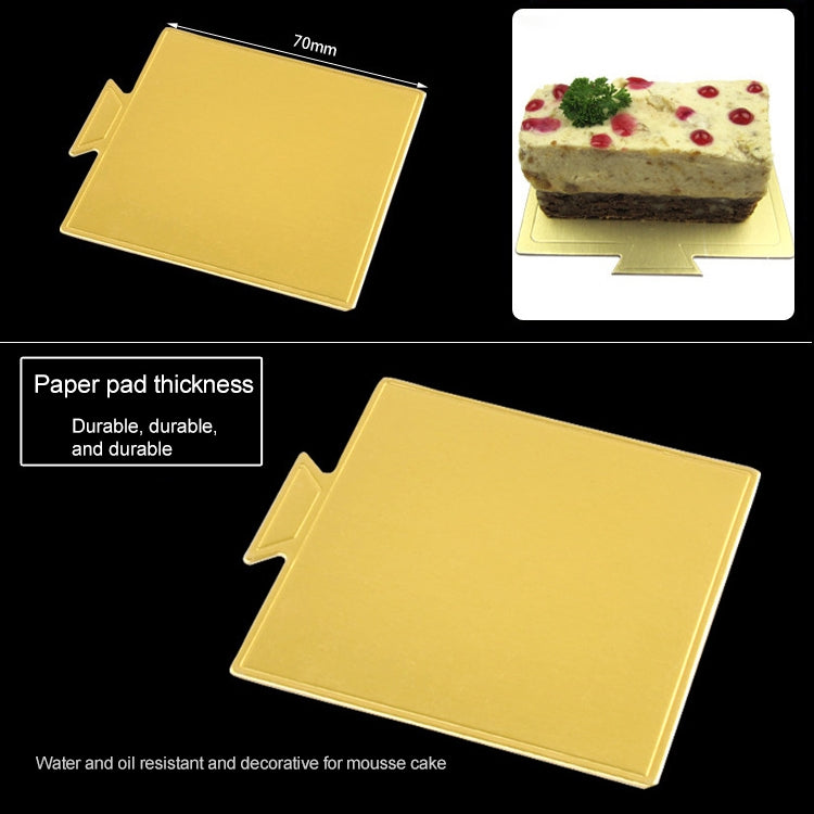 100 cái tấm bìa vuông nhỏ đựng bánh, dày, cứng, màu vàng, tấm lót bánh mousse, vuông nhỏ