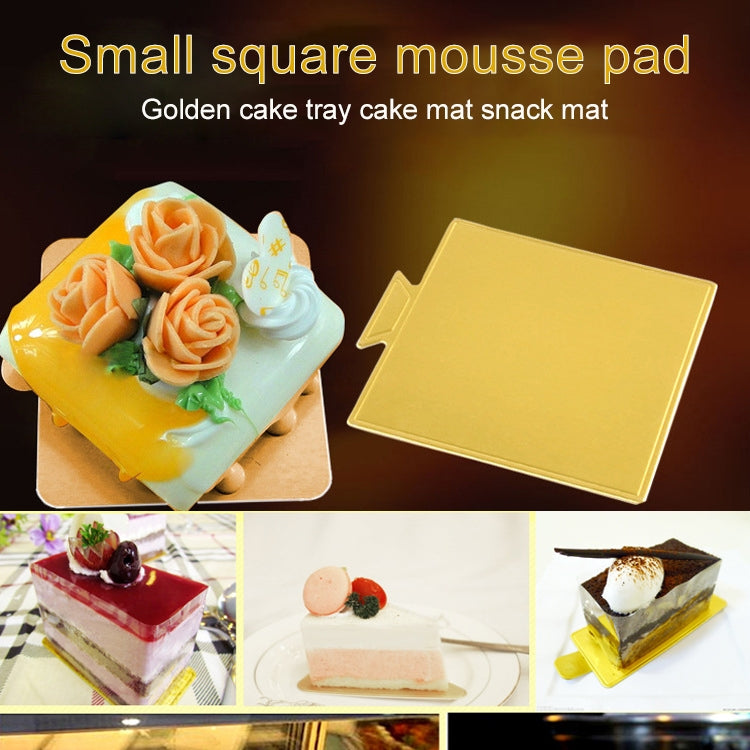 100 cái tấm bìa vuông nhỏ đựng bánh, dày, cứng, màu vàng, tấm lót bánh mousse, vuông nhỏ