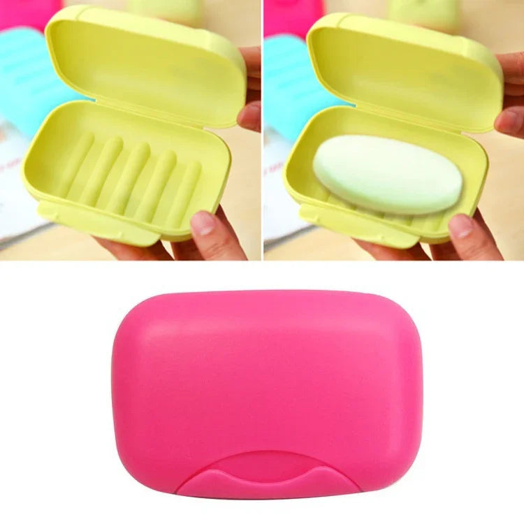 Hộp đựng xà phòng du lịch có khóa, chống thấm nước, chống rò rỉ, hộp đựng xà phòng có nắp, hộp đựng đĩa xà phòng, giao màu ngẫu nhiên, kích thước lớn: 12x8x4cm, 12x8x4cm