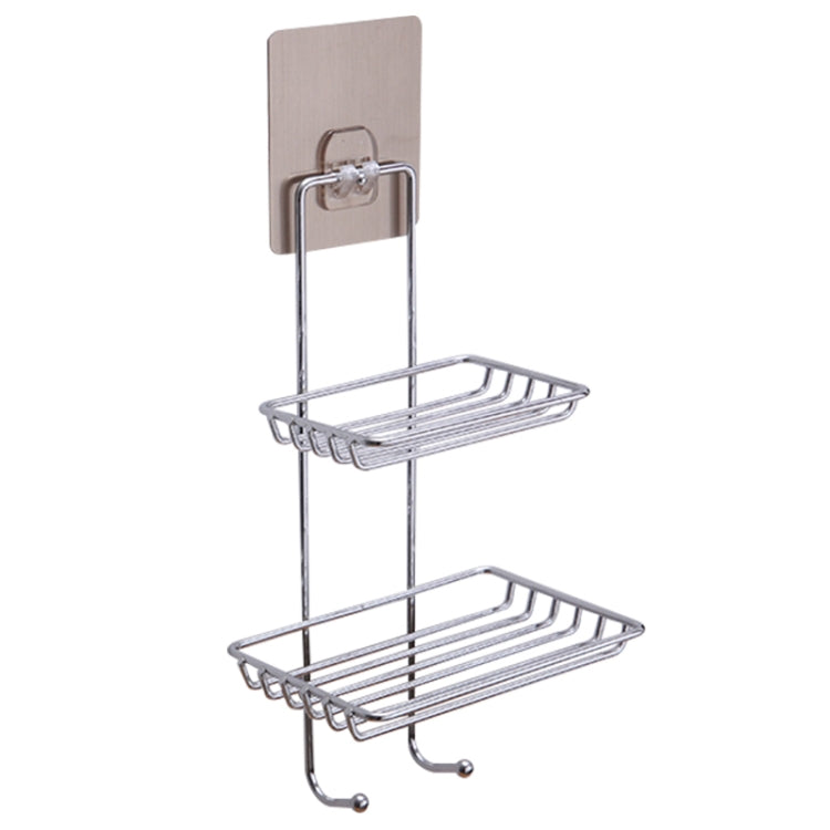 Giá đỡ xà phòng inox hai lớp sáng tạo, kiểu dán ma thuật không để lại dấu vết, kệ phòng tắm có móc treo dây, kệ phòng tắm hai lớp 1