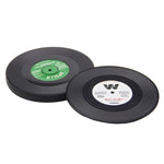 Bộ 6 cái đế lót ly đĩa than vinyl đen phong cách cổ điển, trang trí bàn uống nước tại nhà, đường kính 10.7cm, 6 cái đế ly