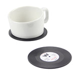 Bộ 6 cái đế lót ly đĩa than vinyl đen phong cách cổ điển, trang trí bàn uống nước tại nhà, đường kính 10.7cm, 6 cái đế ly