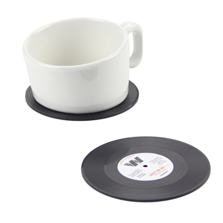 Bộ 6 cái đế lót ly đĩa than vinyl đen phong cách cổ điển, trang trí bàn uống nước tại nhà, đường kính 10.7cm, 6 cái đế ly