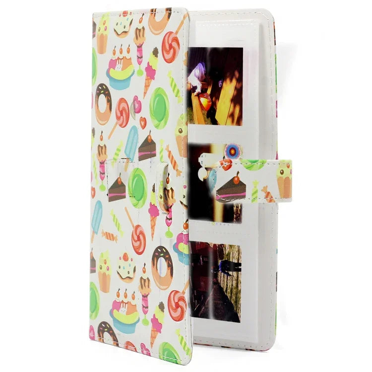Album ảnh tinh tế 32 trang loại chèn sáng tạo DIY PU mini 3 inch họa tiết bánh tráng miệng cho Polaroid, bánh tráng miệng