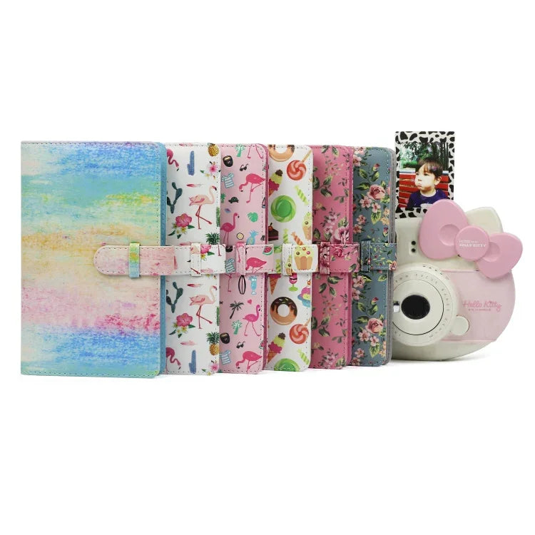 Album ảnh tinh tế 32 trang loại chèn sáng tạo DIY PU mini 3 inch họa tiết bánh tráng miệng cho Polaroid, bánh tráng miệng