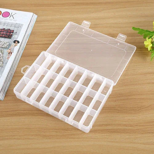 Hộp tổ chức chứa đồ 24 ngăn nhựa có thể tháo rời cho trang sức, bông tai, 24 ngăn