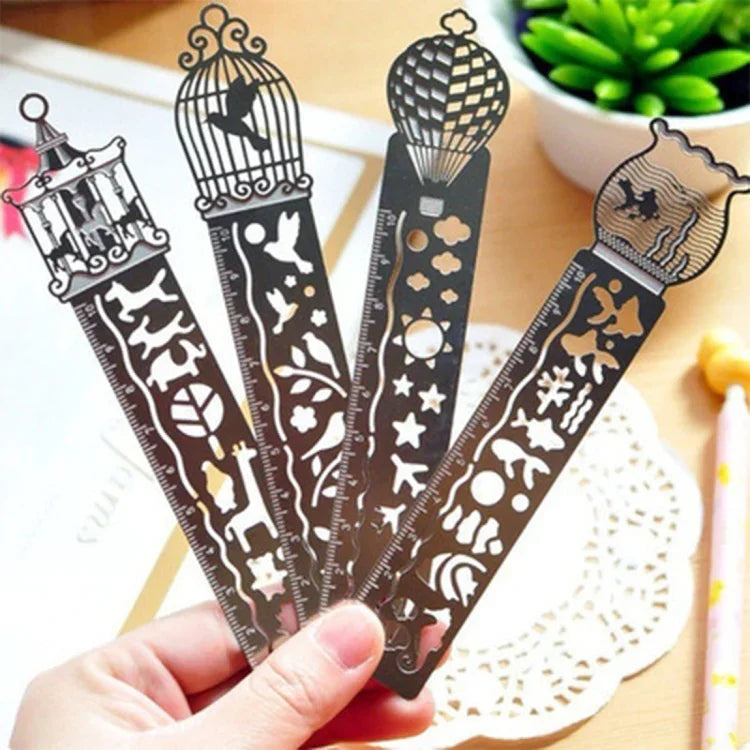 5 cái dấu trang họa tiết rỗng tinh tế, thước dải kim loại siêu mỏng, dấu trang thời trang cho văn phòng phẩm trường học, giao họa tiết ngẫu nhiên, Dấu trang 6