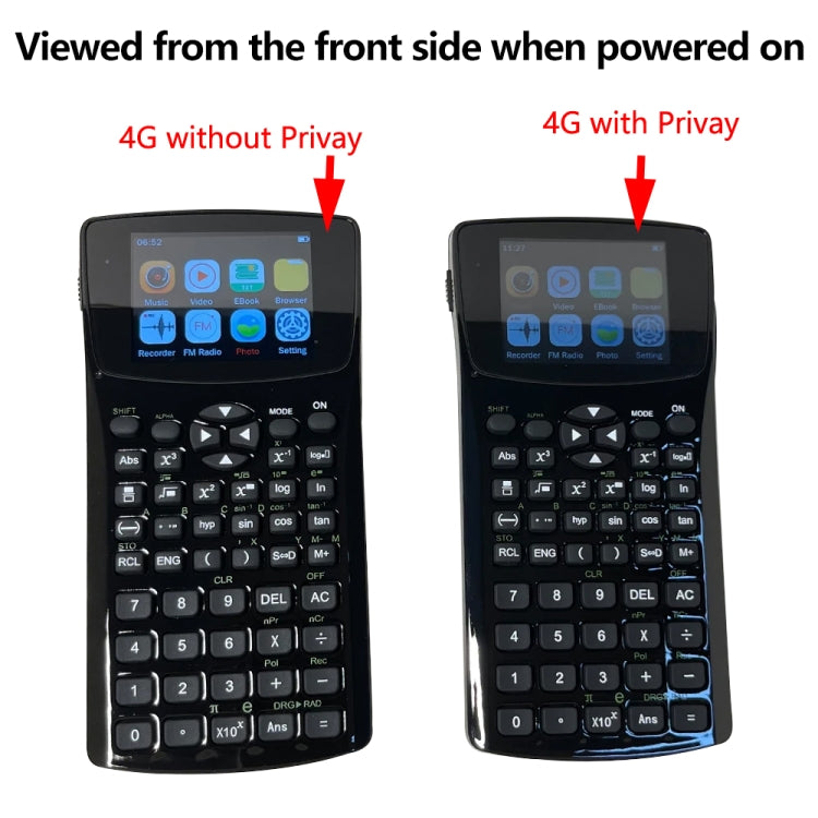 Máy tính sách điện tử chống nhìn trộm màn hình 2.4 inch, hỗ trợ ghi âm / radio / phát nhạc & video, máy tính khoa học chống nhìn trộm