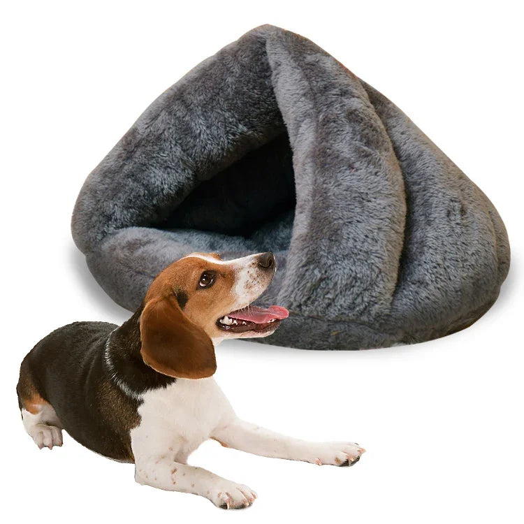 Chuồng Mèo Hình Tam Giác Ấm Dày Kiểu Lều Mông Cổ Nhà Thú Cưng Chó Mèo Kích thước: L, 45×45×33cm, Kích thước: L