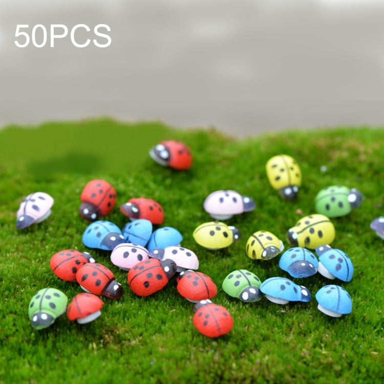 50 chiếc cabochon gỗ màu hỗn hợp hình bọ rùa để trang trí, thủ công trang trí bọ rùa bằng gỗ, phụ kiện đồ trang trí vi cảnh đa thịt, màu hỗn hợp