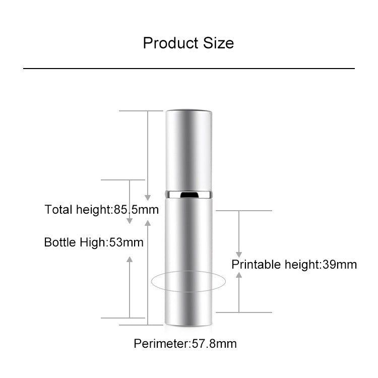 Bình xịt nước hoa thủy tinh mini có thể đổ lại, phun sương mịn, vỏ kim loại, 5ml