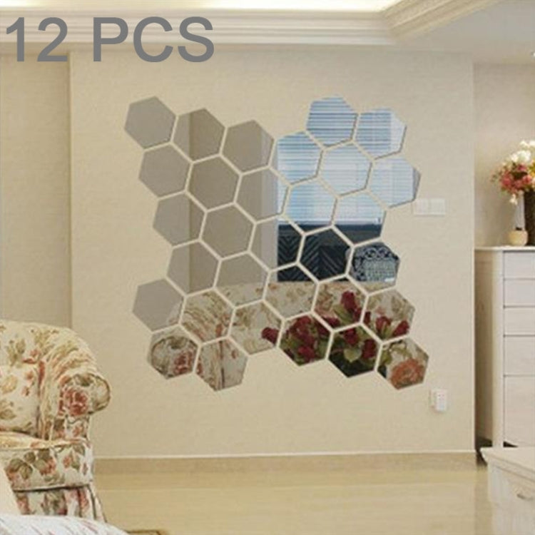 Bộ 12 miếng dán tường gương lục giác 3D, Kích thước: 4*4cm, Kích thước: 4*4cm (Đen), Kích thước: 4*4cm (Vàng), Kích thước: 4*4cm (Bạc)