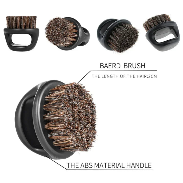 Bàn chải cạo râu di động thiết kế nhẫn nam, bàn chải lông heo đen ABS làm sạch tóc cắt tóc