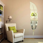 Decal dán tường gương acrylic phong cách lông vũ tự làm trang trí phòng, Kích thước: 30*120cm, 30*120cm (Bạc), 30*120cm (Vàng)
