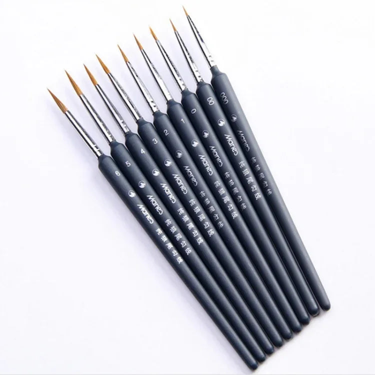 Bộ 9 món dụng cụ vẽ lông chồn, cọ móc nước màu, bút vẽ viền, bút vẽ tranh sơn dầu