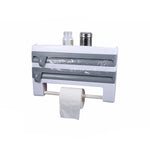 Giá đỡ cuộn màng bọc thực phẩm gắn tường nhà bếp, giá treo, thiết bị cắt, kích thước: 39 x 10 x 24cm, màu xám