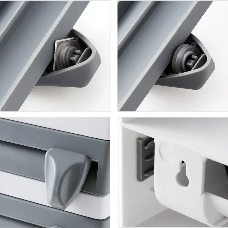 Giá đỡ cuộn màng bọc thực phẩm gắn tường nhà bếp, giá treo, thiết bị cắt, kích thước: 39 x 10 x 24cm, màu xám