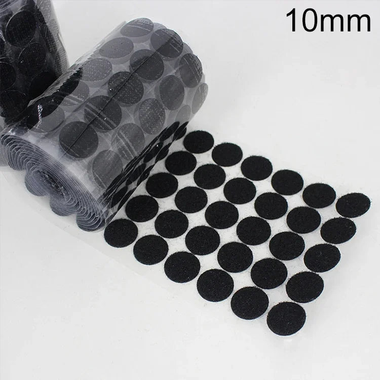 1000 cái móc dán nylon tròn 10mm, 10mm (Đen), 10mm (Trắng)