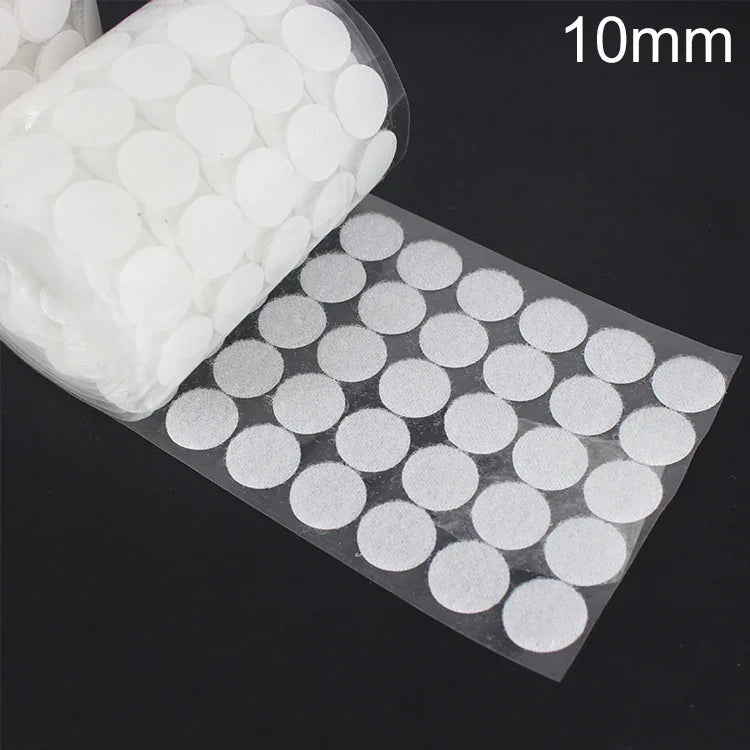 1000 cái móc dán nylon tròn 10mm, 10mm (Đen), 10mm (Trắng)