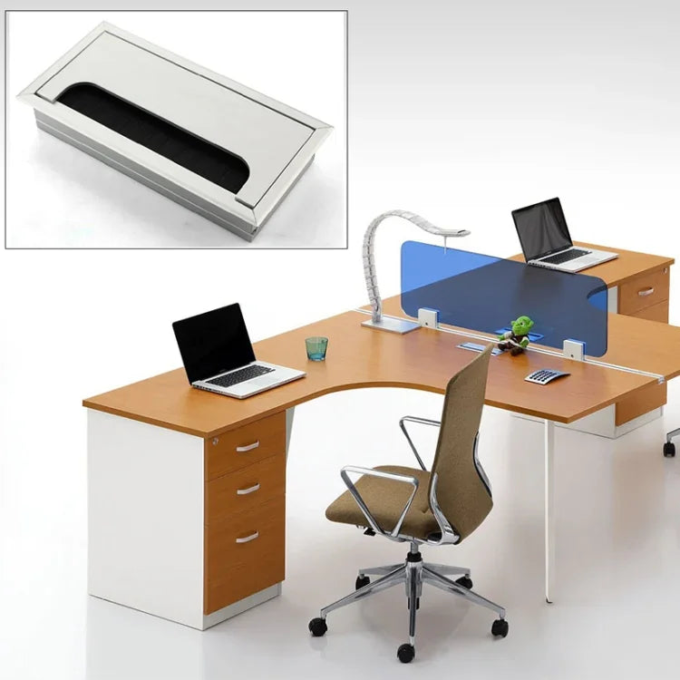 Hộp dây nhôm chống bụi cho bàn làm việc 8x16cm có chổi quét