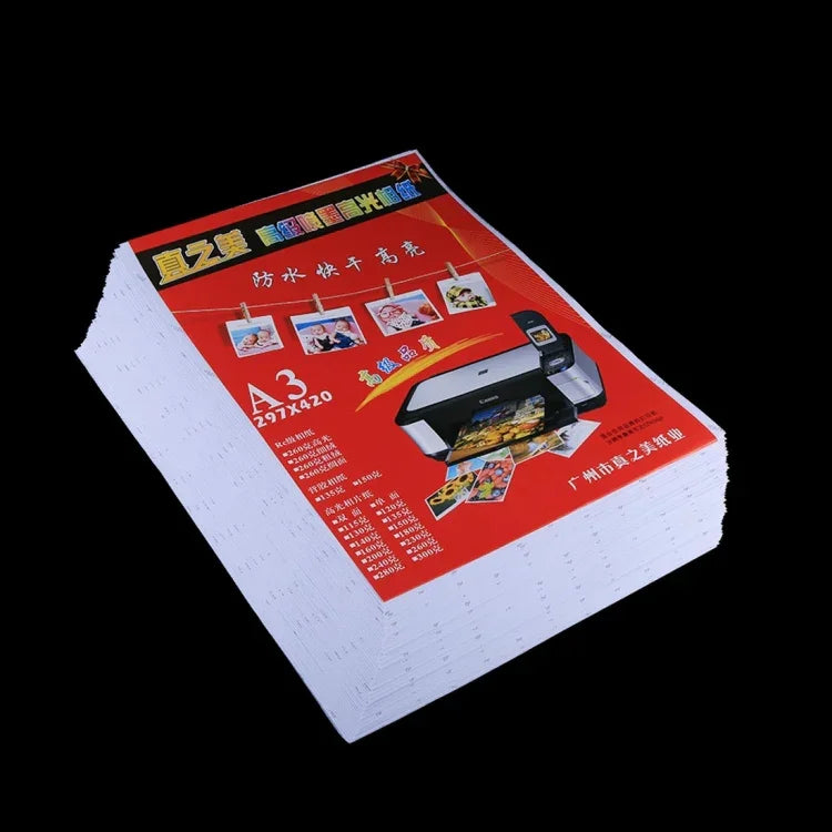 50 tờ giấy ảnh bóng chống nước kích thước 11.7 x 16.5 inch A3 cho máy in phun, A3