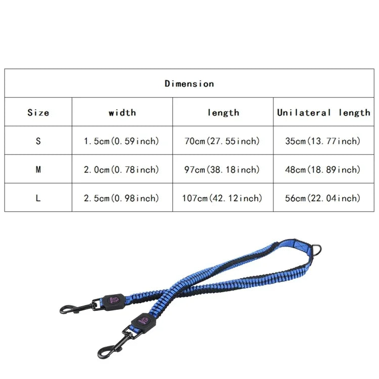 Dây kéo đôi co giãn nylon phản quang cho thú cưng, nhỏ, Chiều dài: 70cm, Giao màu ngẫu nhiên, Dây kéo đôi 70cm