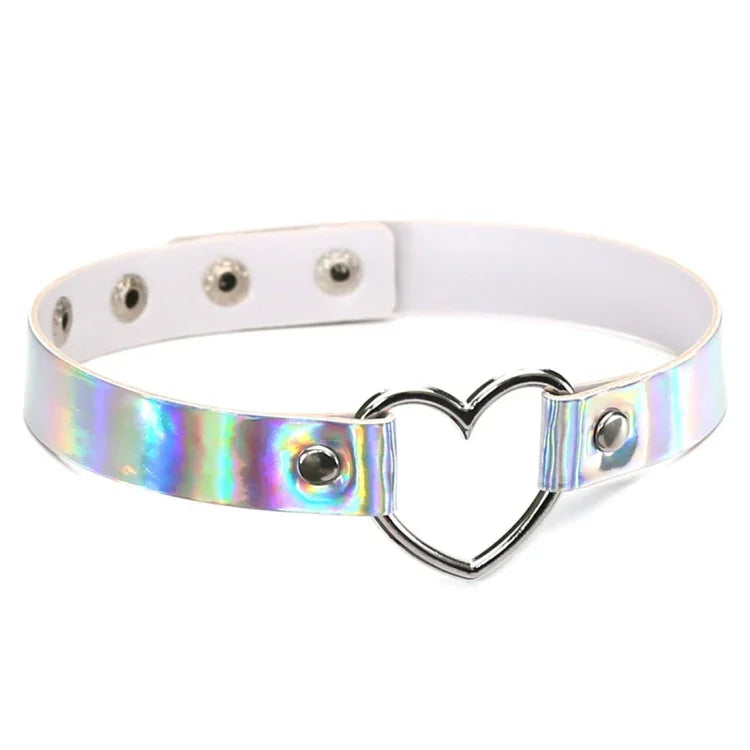 2 chiếc vòng cổ choker hình trái tim phát sáng phong cách Harajuku châu Âu và Mỹ, Giao màu ngẫu nhiên, QCTX