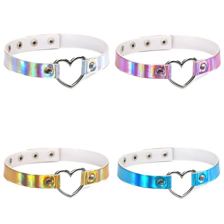 2 chiếc vòng cổ choker hình trái tim phát sáng phong cách Harajuku châu Âu và Mỹ, Giao màu ngẫu nhiên, QCTX