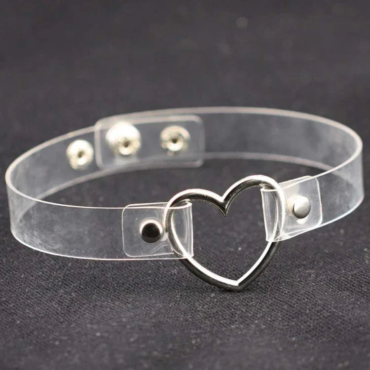 Vòng cổ choker nữ phong cách punk hình trái tim bằng da PU Harajuku Nhật Bản, Giao màu ngẫu nhiên, TXXQ