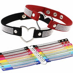 Vòng cổ choker nữ phong cách punk hình trái tim đính đá pha lê Harajuku Nhật Bản, Giao màu ngẫu nhiên, TXXQ03