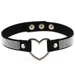 Vòng cổ choker nữ phong cách punk hình trái tim đính đá pha lê Harajuku Nhật Bản, Giao màu ngẫu nhiên, TXXQ03