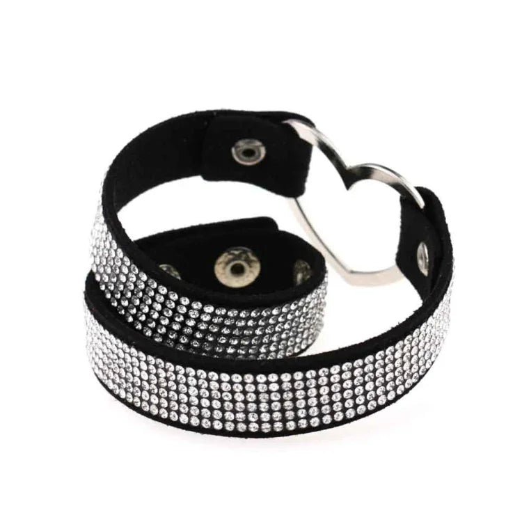 Vòng cổ choker nữ phong cách punk hình trái tim đính đá pha lê Harajuku Nhật Bản, Giao màu ngẫu nhiên, TXXQ03