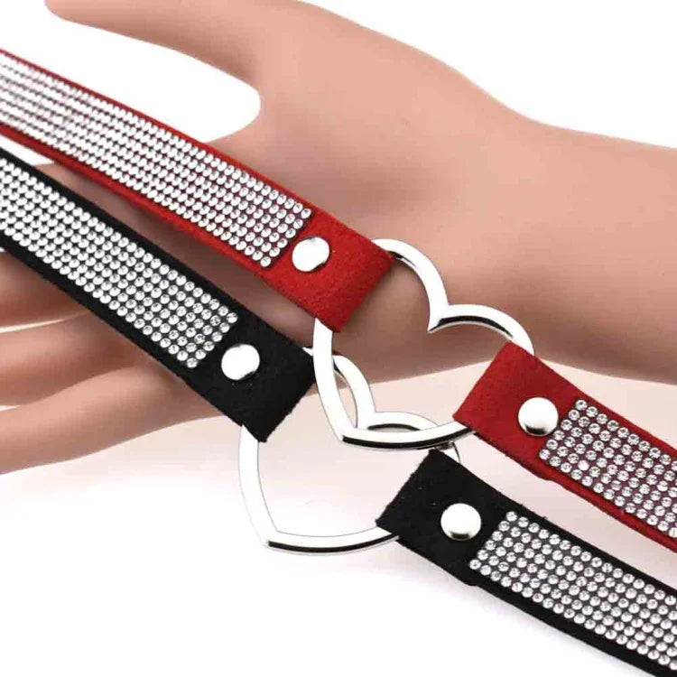 Vòng cổ choker nữ phong cách punk hình trái tim đính đá pha lê Harajuku Nhật Bản, Giao màu ngẫu nhiên, TXXQ03