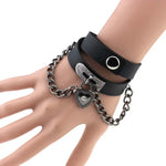 Vòng cổ choker vòng tay khóa hình trái tim bằng da phong cách punk Harajuku châu Âu và Mỹ, Giao màu ngẫu nhiên, TXXQ05