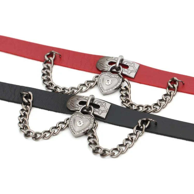 Vòng cổ choker vòng tay khóa hình trái tim bằng da phong cách punk Harajuku châu Âu và Mỹ, Giao màu ngẫu nhiên, TXXQ05