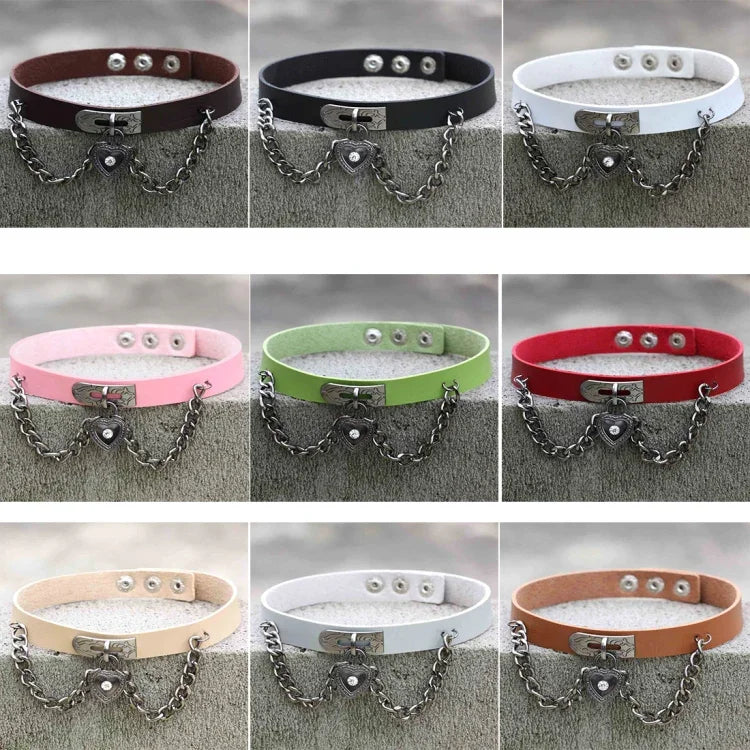 Vòng cổ choker vòng tay khóa hình trái tim bằng da phong cách punk Harajuku châu Âu và Mỹ, Giao màu ngẫu nhiên, TXXQ05