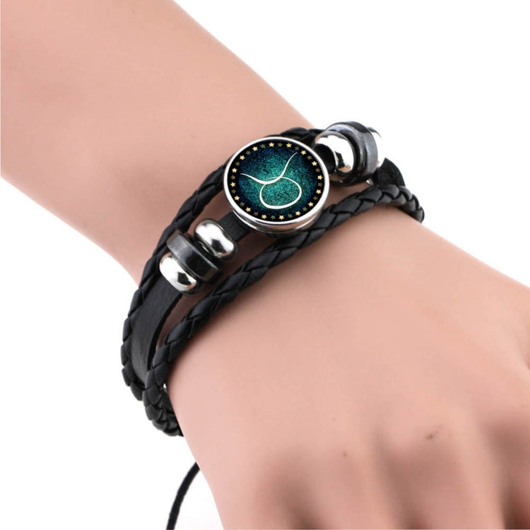 Vòng tay tự làm đan tay phong cách retro châu Âu và Mỹ bằng hạt da chòm sao, Nhân Mã, Song Ngư, Cự Giải, Bạch Dương, Bọ Cạp, Ma Kết, Xử Nữ, Sư Tử, Thiên Bình, Song Tử, Kim Ngưu, Bảo Bình
