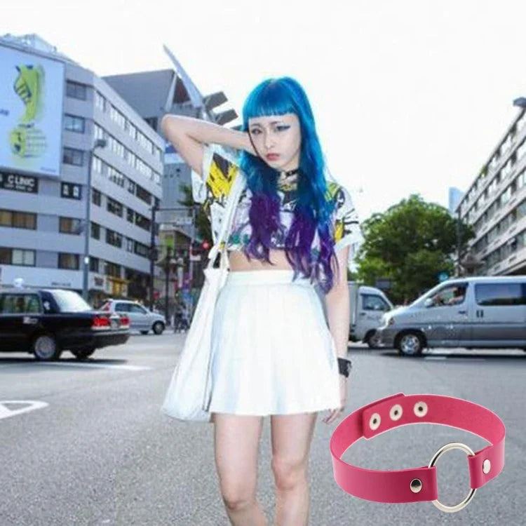 3 chiếc vòng tay cổ da tròn phong cách punk Harajuku đường phố Nhật Bản, Giao màu ngẫu nhiên, YXQ