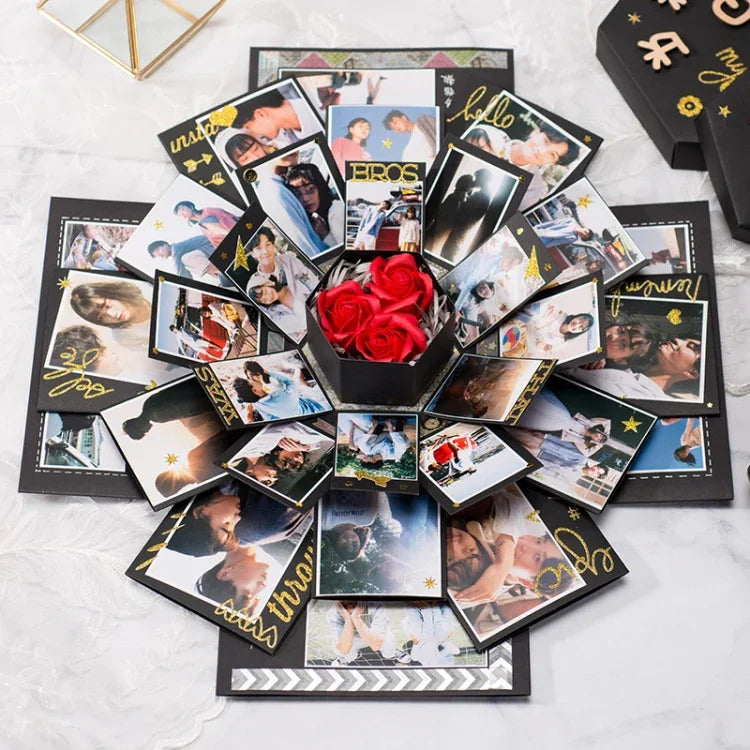 Hộp quà sao sáng tạo album thủ công DIY hình lục giác nở hoa bất ngờ, album thủ công