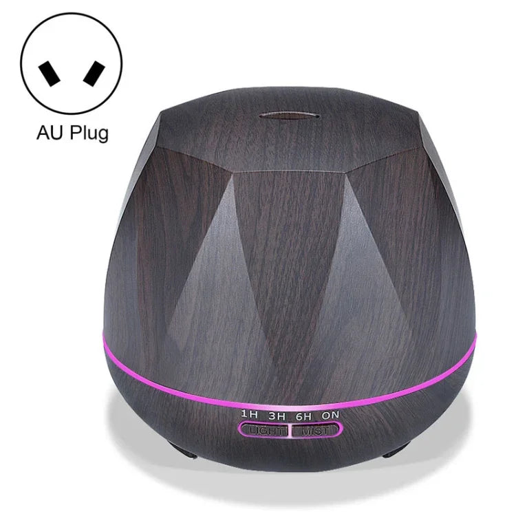 Máy tạo ẩm siêu âm điều khiển từ xa hình quả đào vân gỗ, máy xông tinh dầu, bình xịt cồn tự động có đèn LED, dung tích: 400mL, phích cắm AU (màu gỗ sáng), màu gỗ tối kim cương, màu gỗ sáng kim cương, màu gỗ tối hình quả đào