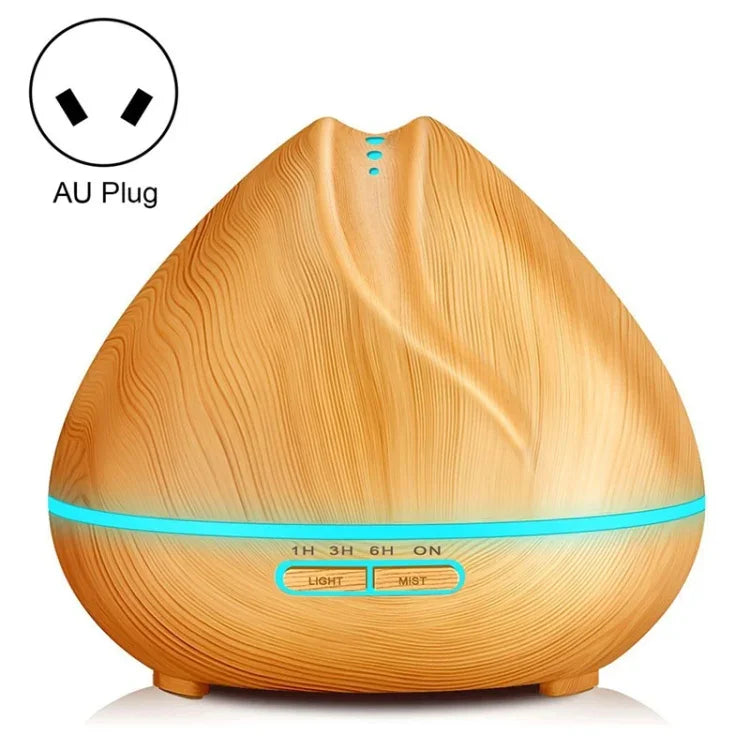 Máy tạo ẩm siêu âm điều khiển từ xa hình quả đào vân gỗ, máy xông tinh dầu, bình xịt cồn tự động có đèn LED, dung tích: 400mL, phích cắm AU (màu gỗ sáng), màu gỗ tối kim cương, màu gỗ sáng kim cương, màu gỗ tối hình quả đào