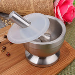 Cối giã tỏi bằng thép không gỉ có nắp, kích thước: nhỏ, kích thước: lớn